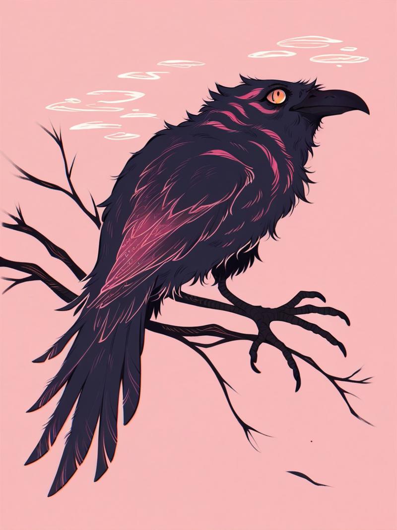 07483-1962042444-score_9, score_8_up, score_7_up, score_6_up, score_5_up, score_4_up,   _lora_h3ll1shXLP2_0.7_ crow, pink background, h3ll1sh,.png